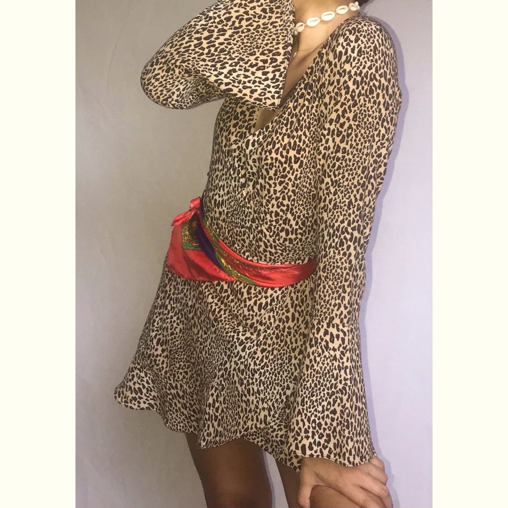Cheetah print, long sleeve dress